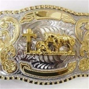 Men Cross Praying Animal Long Huge Rodeo Big Cowboy Western Shine Belt B…